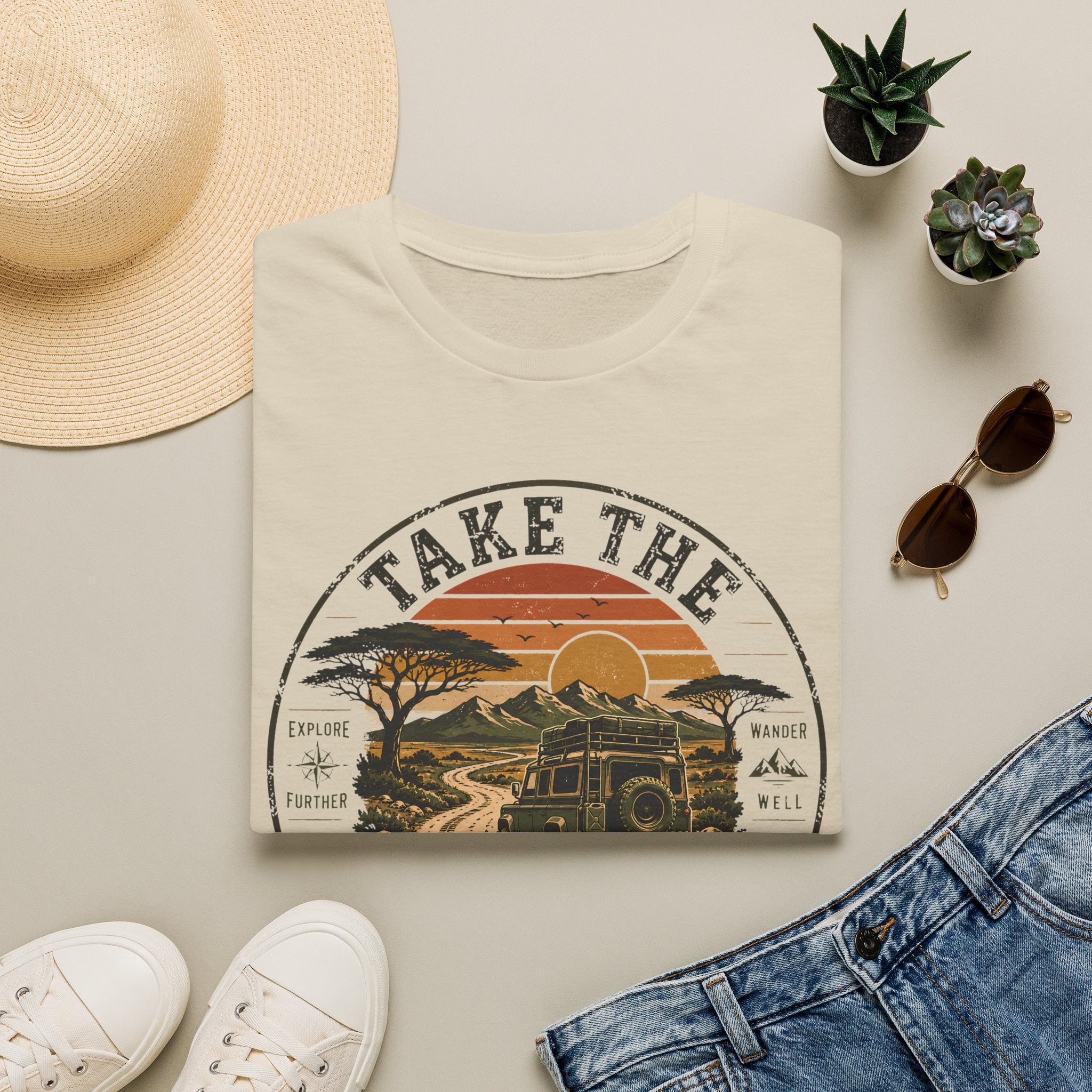 Take the long way – Adventure Graphic Badge T-Shirt