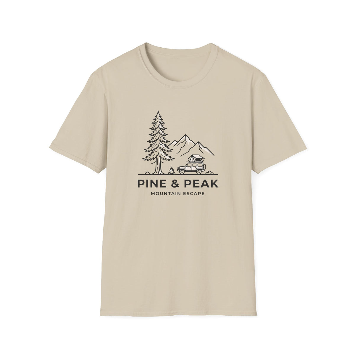 Pine and peak mountain escape – Adventure Graphic Line Art T-Shirt