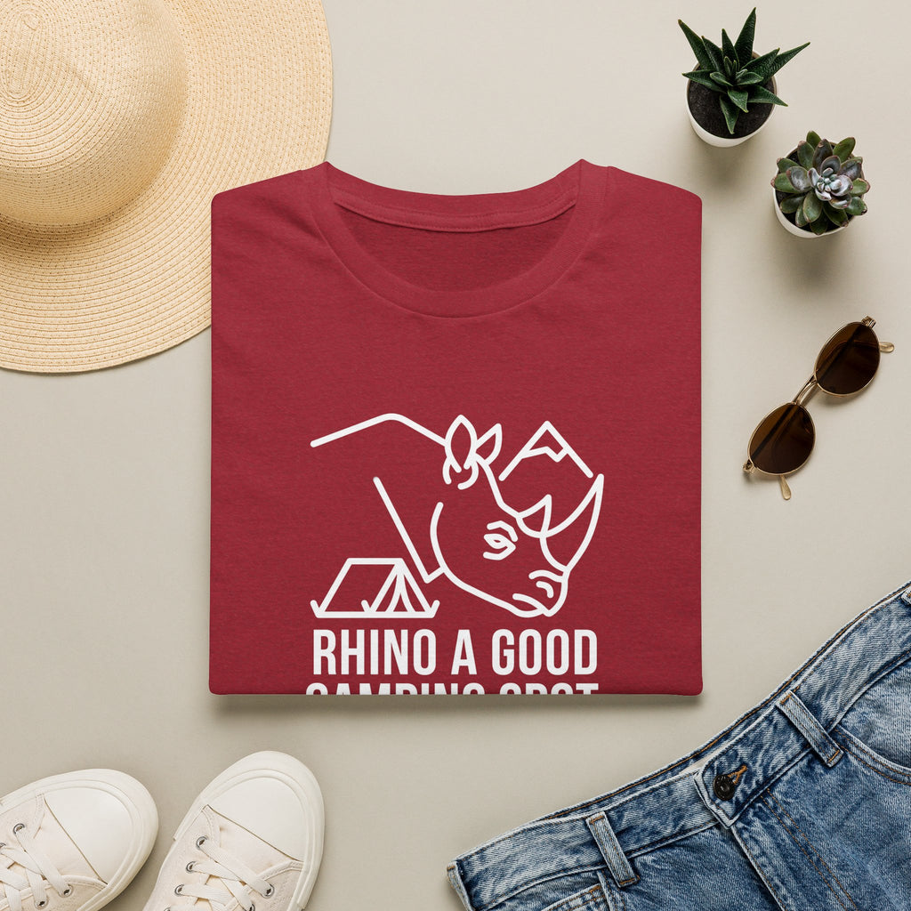 Rhino a good camping spot – Adventure Graphic Line Art T-Shirt