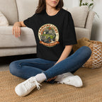 Camping light was never an option – Adventure Graphic Badge Art T-Shirt