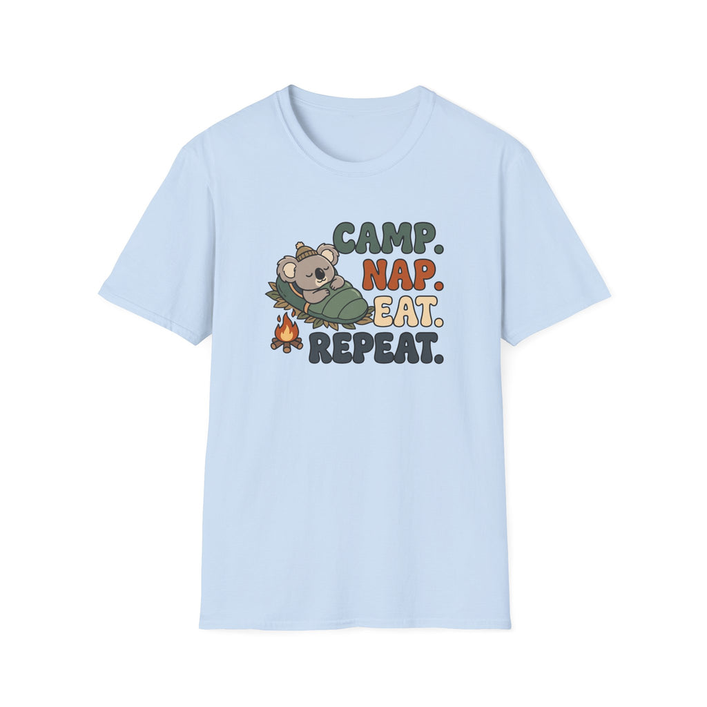 Camp nap eat repeat koala – Adventure Graphic Cartoon Art T-Shirt