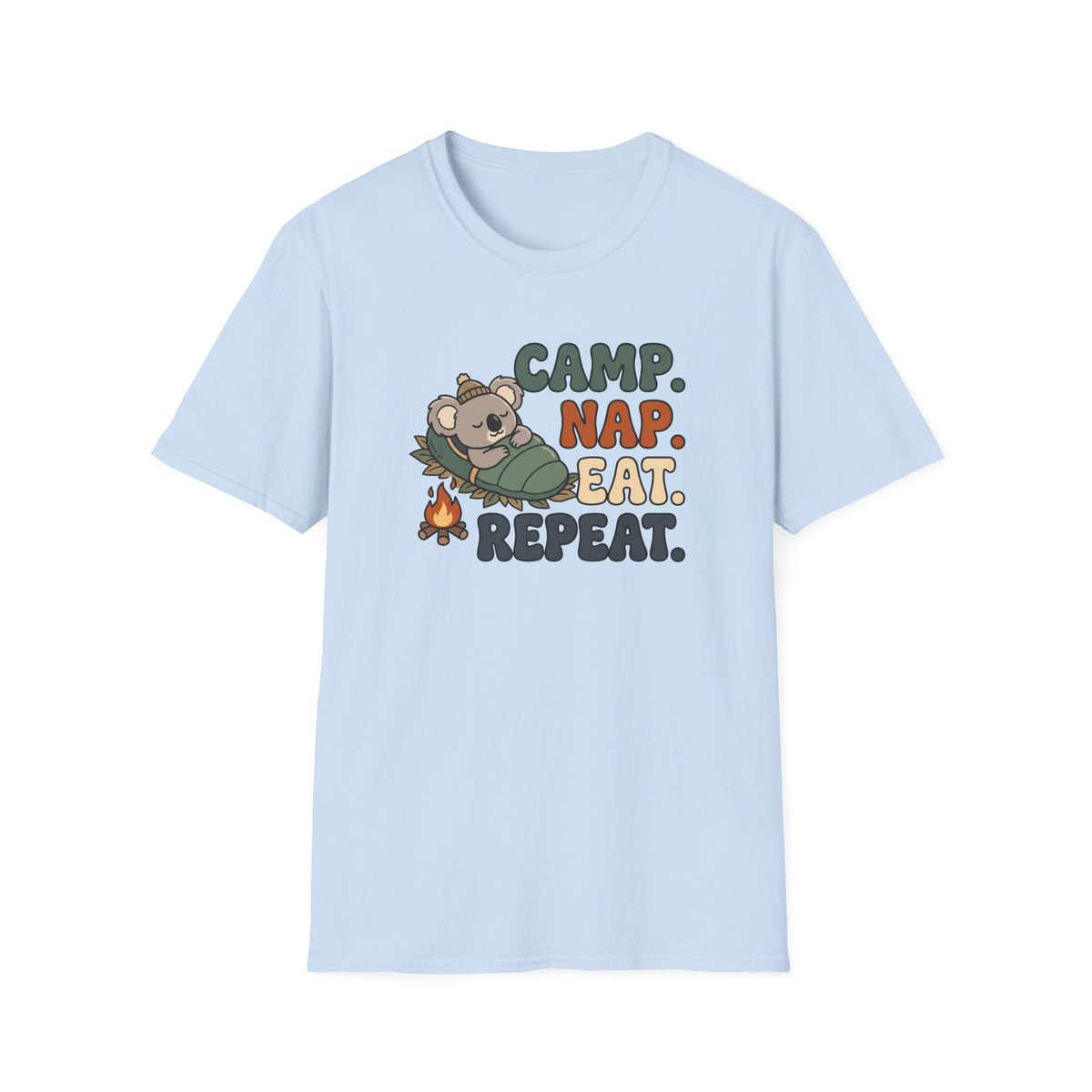 Camp nap eat repeat koala – Adventure Graphic Cartoon Art T-Shirt
