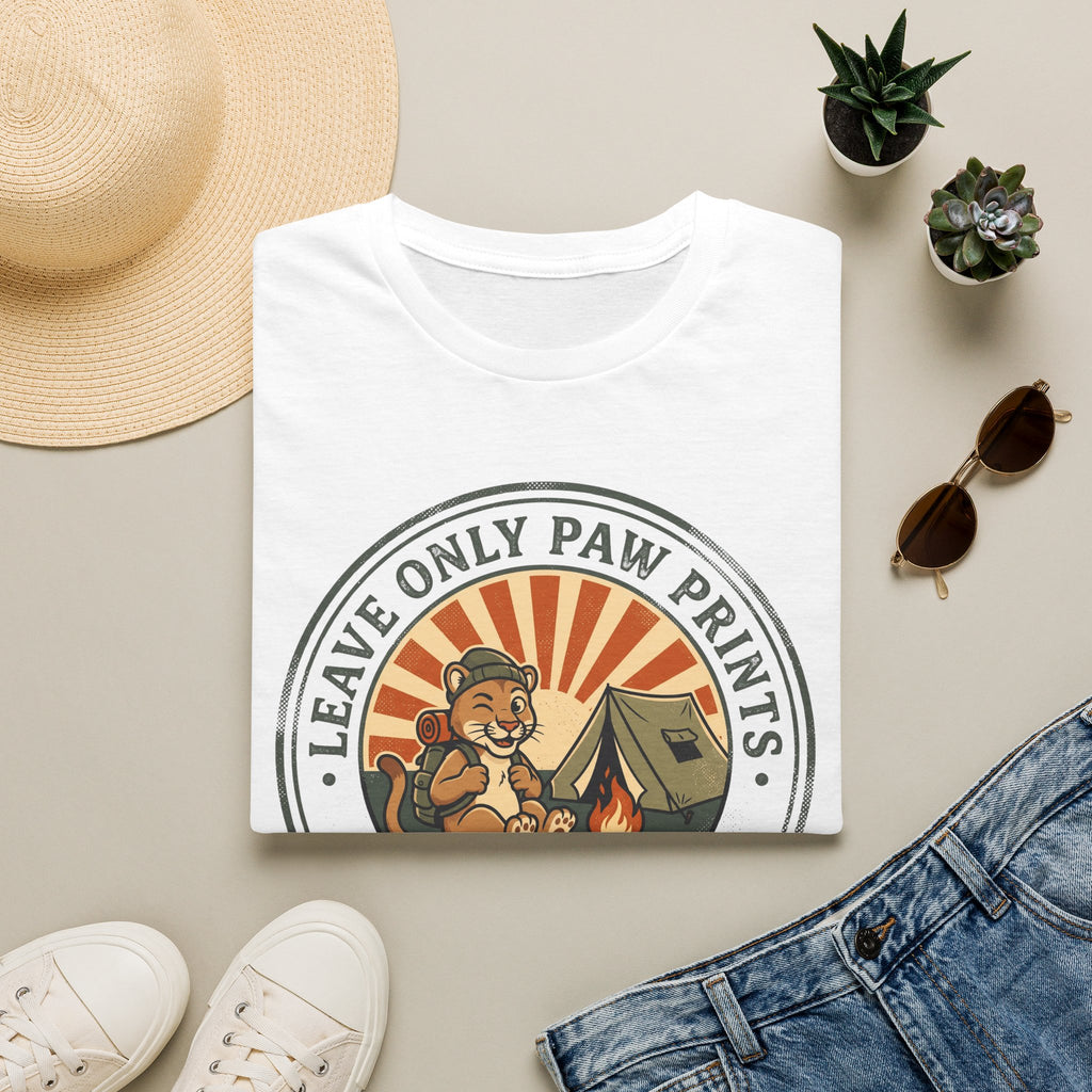 Leave only paw prints cougar – Adventure Graphic Cartoon Art T-Shirt
