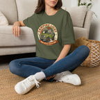 Camping light was never an option – Adventure Graphic Badge Art T-Shirt