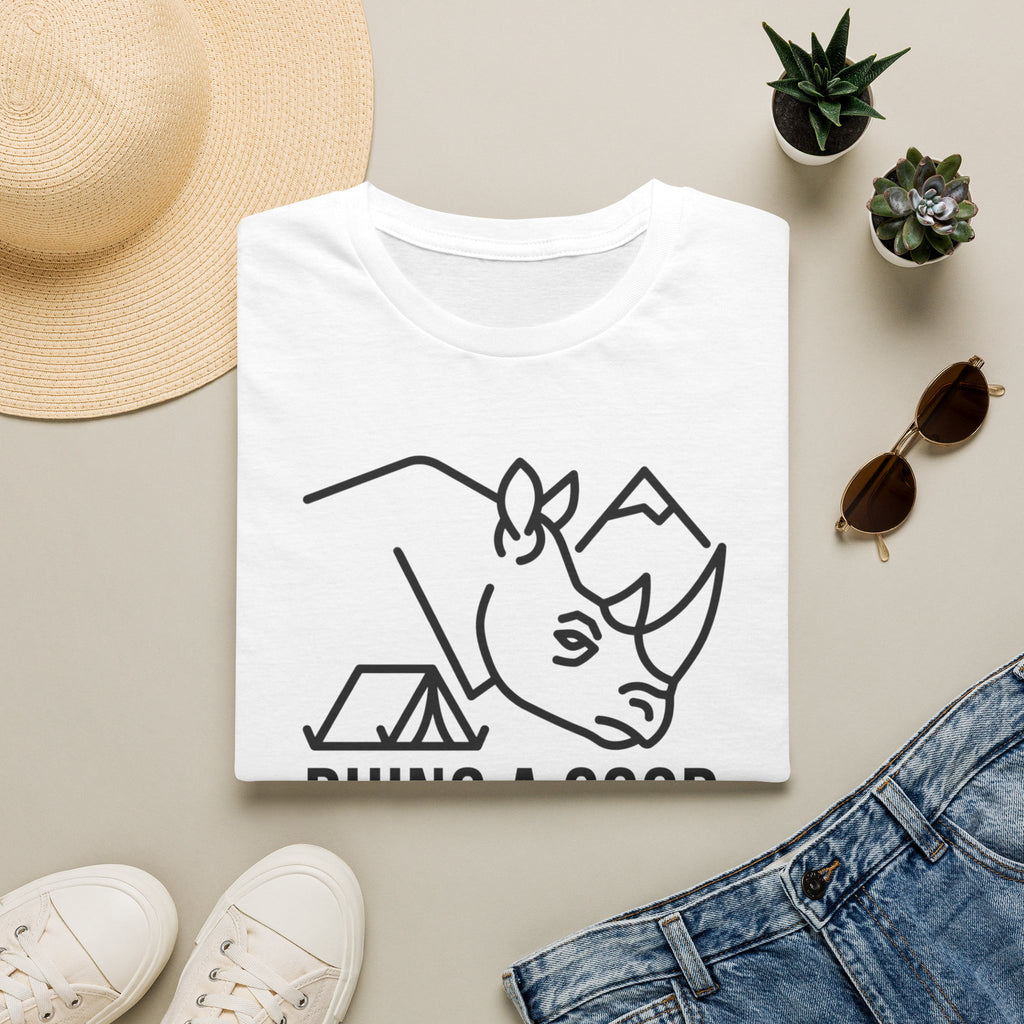 Rhino a good camping spot – Adventure Graphic Line Art T-Shirt