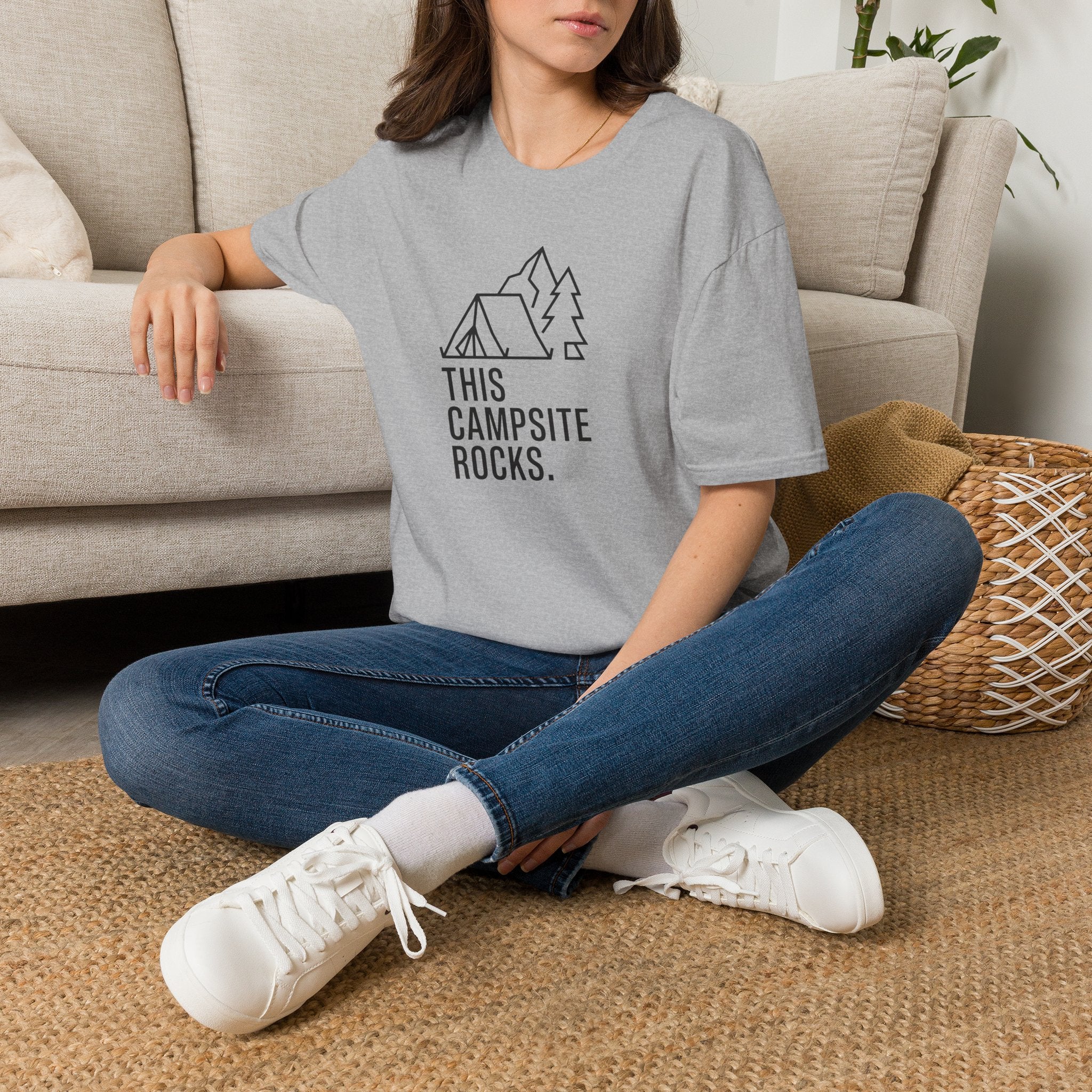 This camp site rocks – Adventure Graphic Line Art T-Shirt