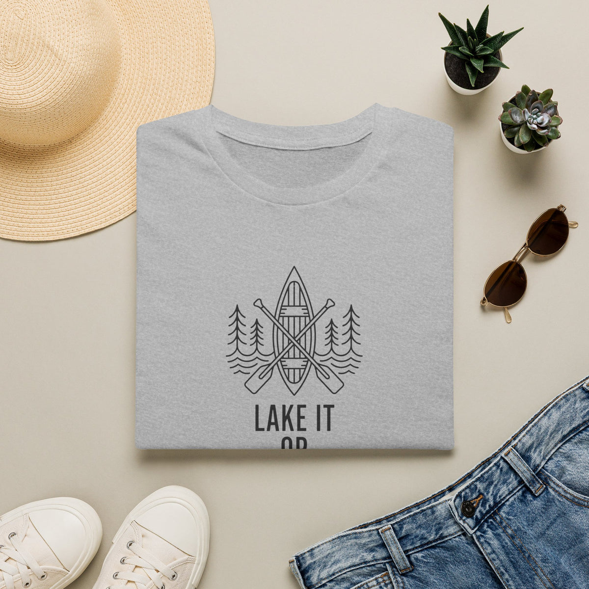 Lake it or leave it – Adventure Graphic Line Art T-Shirt