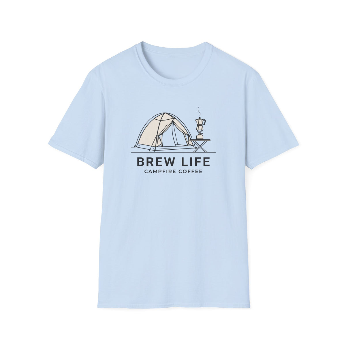 Brew life campfire coffee – Adventure Graphic Line Art T-Shirt