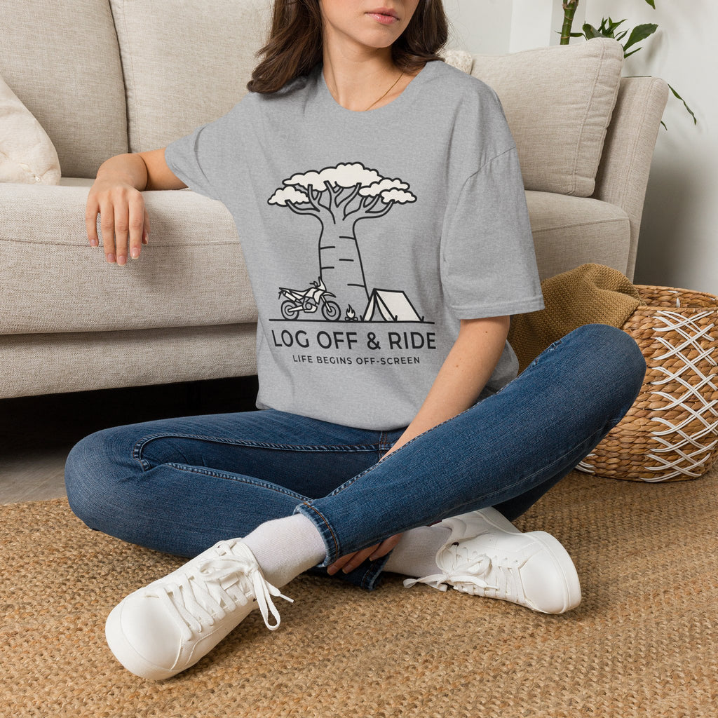 Log off and ride – Adventure Graphic Line Art T-Shirt