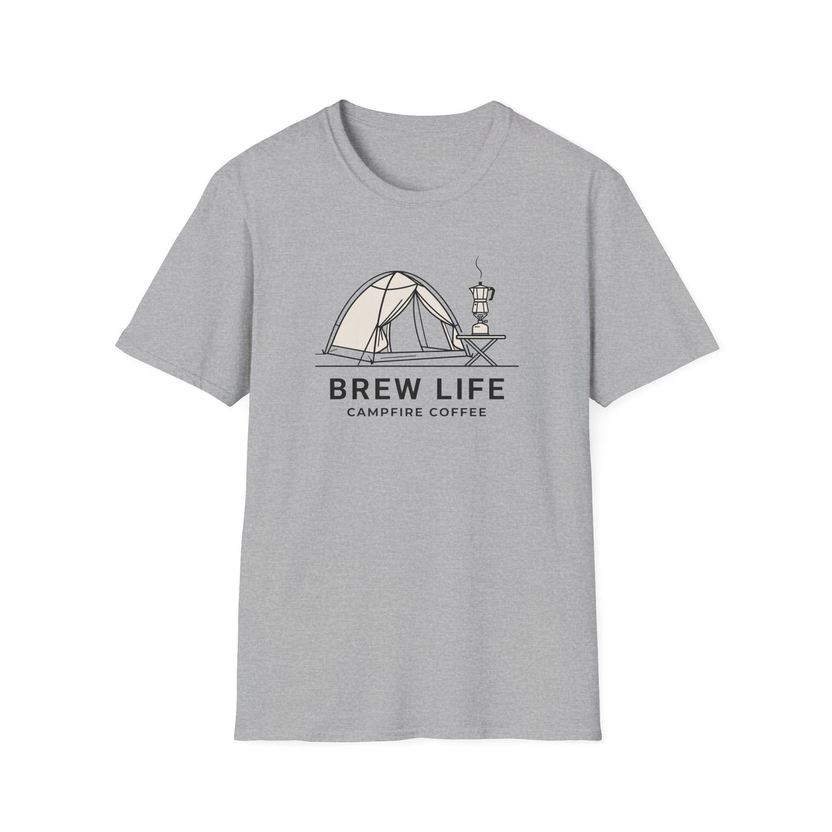 Brew life campfire coffee – Adventure Graphic Line Art T-Shirt