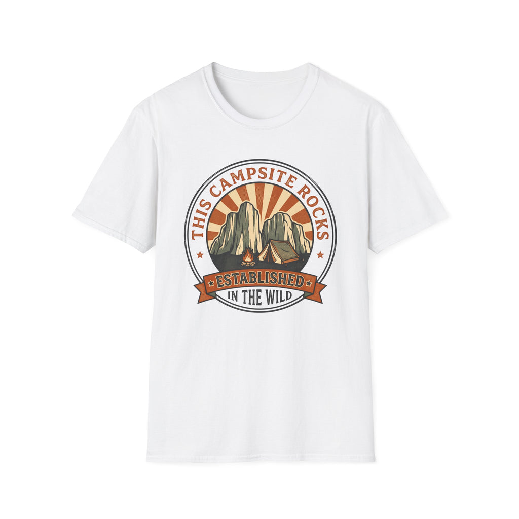 This camp site rocks – Adventure Graphic Badge Art T-Shirt