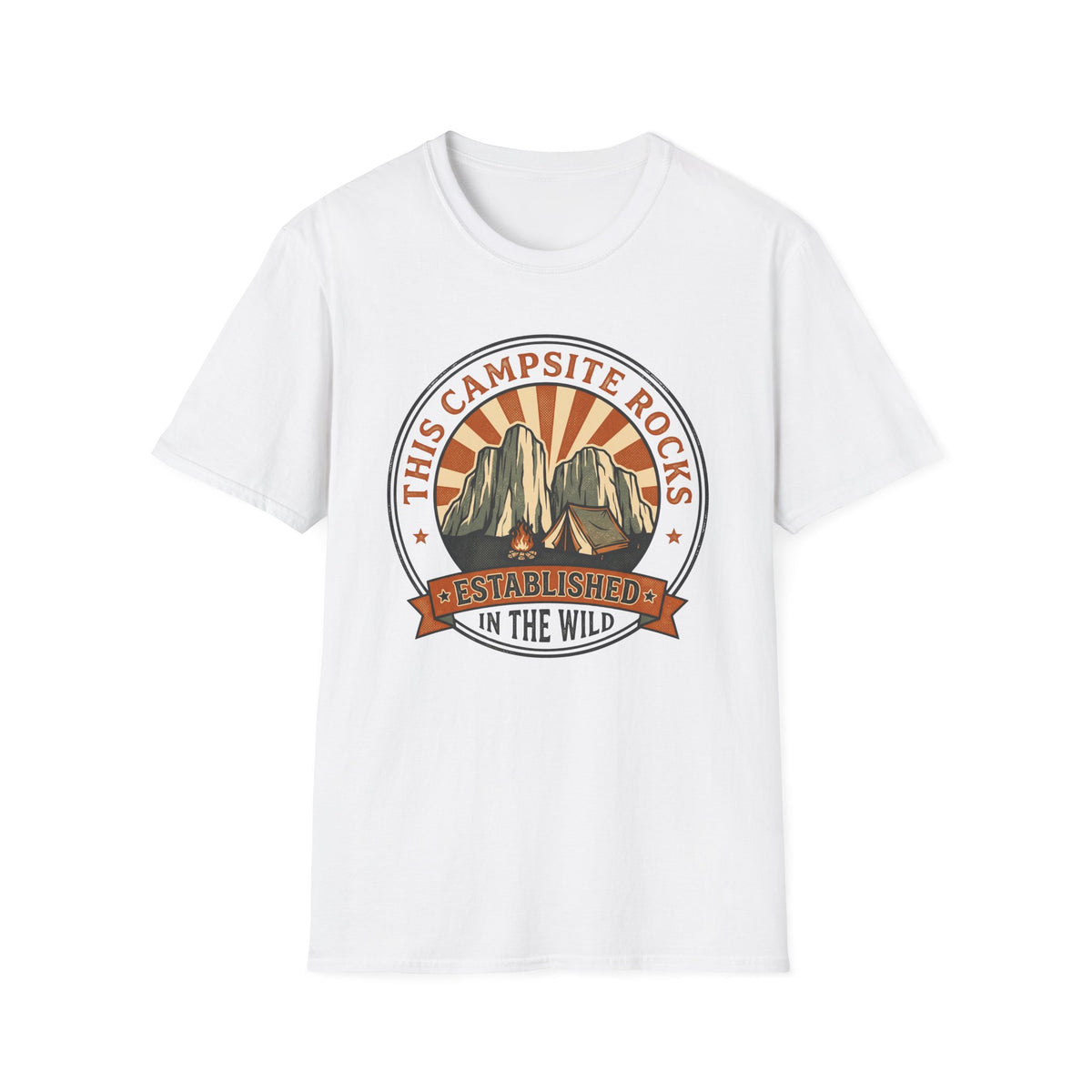 This camp site rocks – Adventure Graphic Badge Art T-Shirt