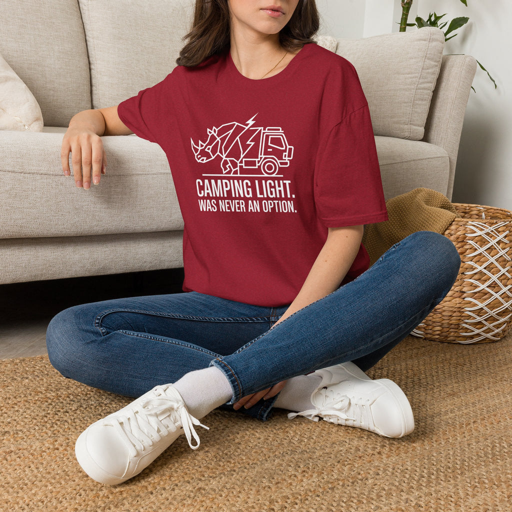 Camping light was never an option – Adventure Graphic Line Art T-Shirt