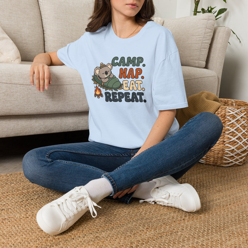 Camp nap eat repeat koala – Adventure Graphic Cartoon Art T-Shirt