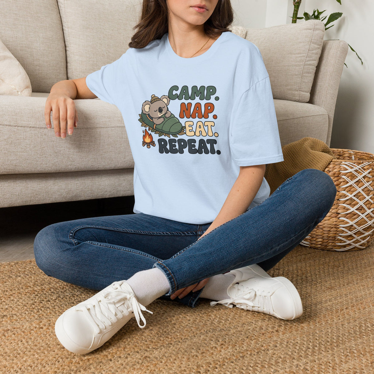 Camp nap eat repeat koala – Adventure Graphic Cartoon Art T-Shirt