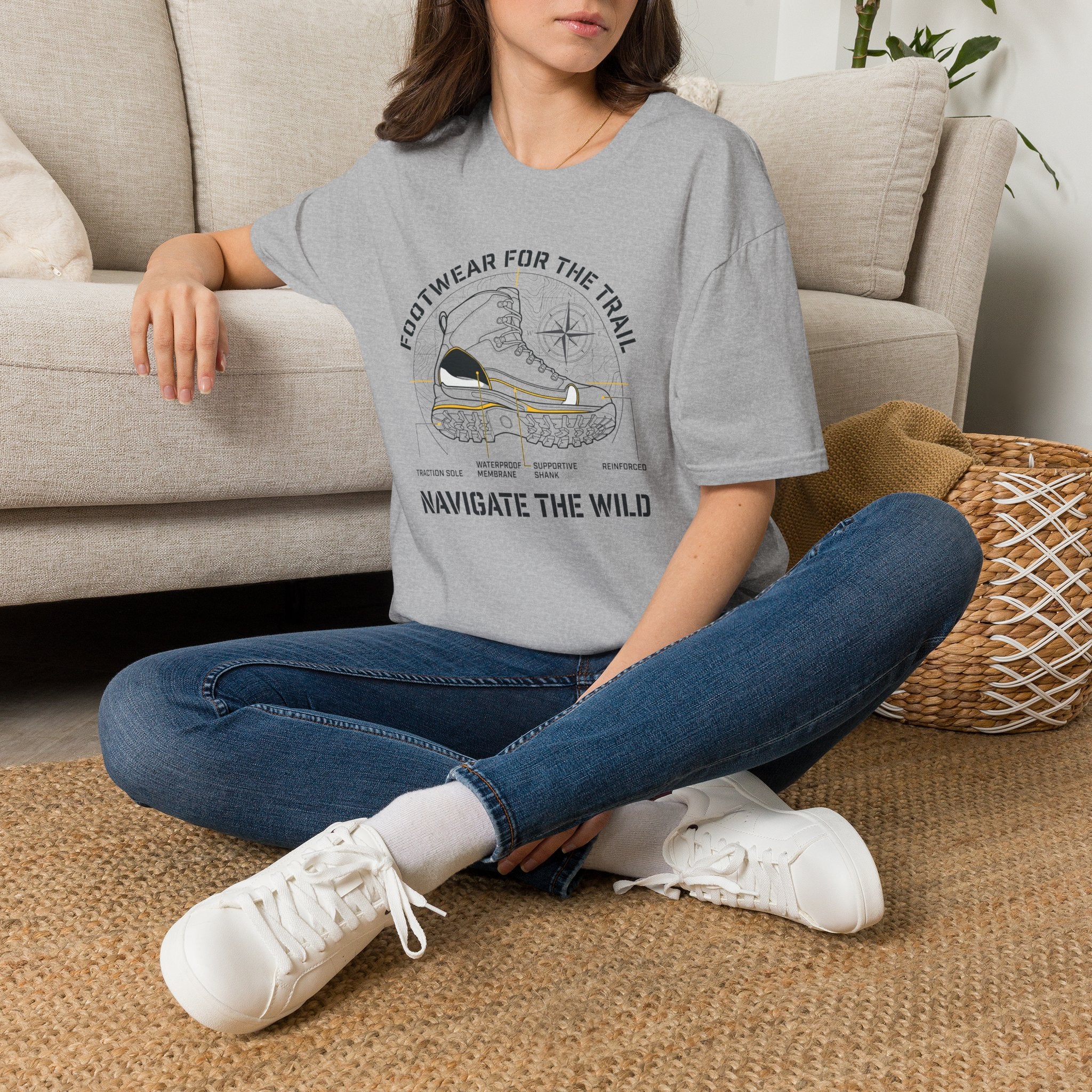 Footwear for the trail – Adventure Graphic Blue Print T-Shirt