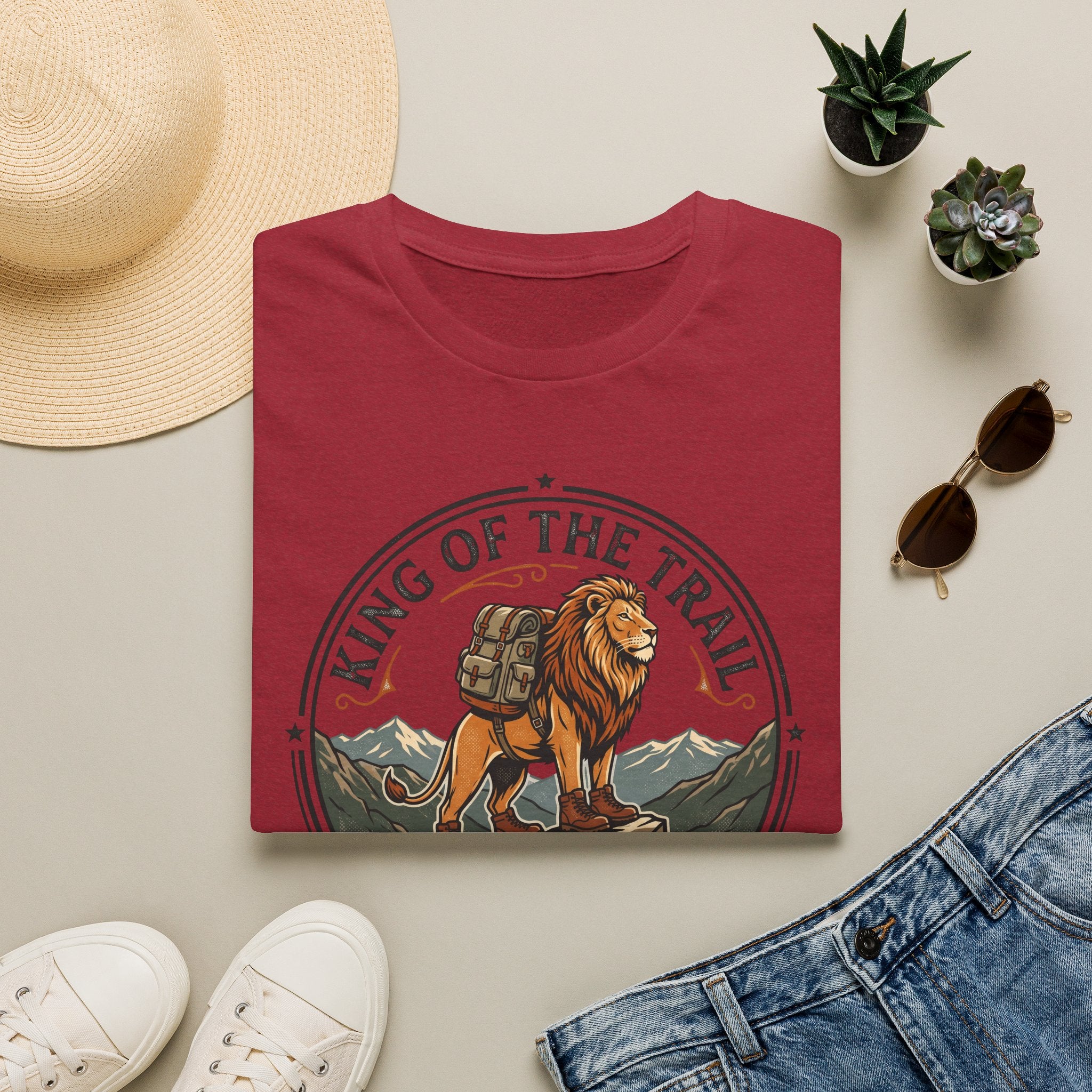 King of the trail lion - – Adventure Graphic Badge Art T-Shirt