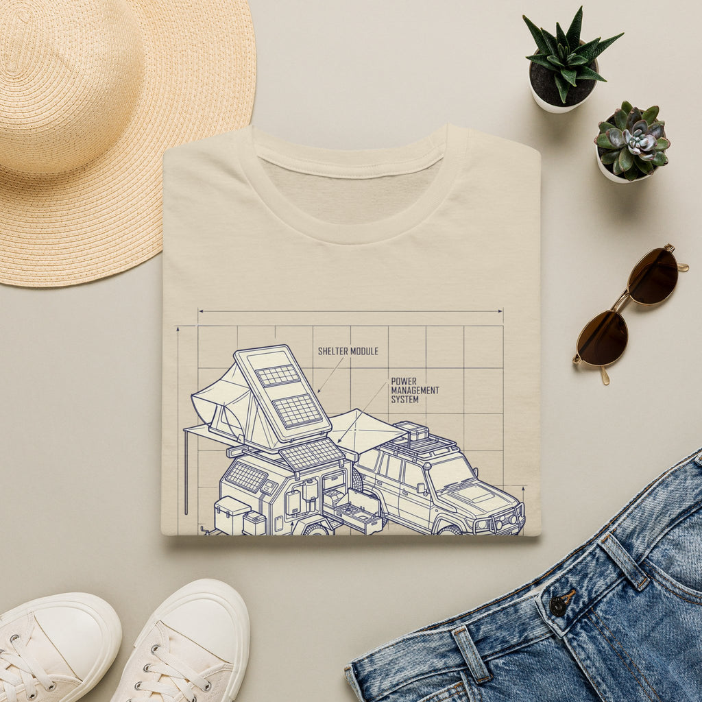 Outdoor infrastructure trailer – Adventure Graphic Blue Print T-Shirt