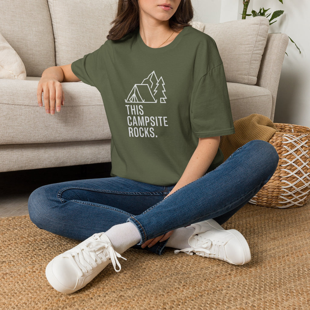 This camp site rocks – Adventure Graphic Line Art T-Shirt