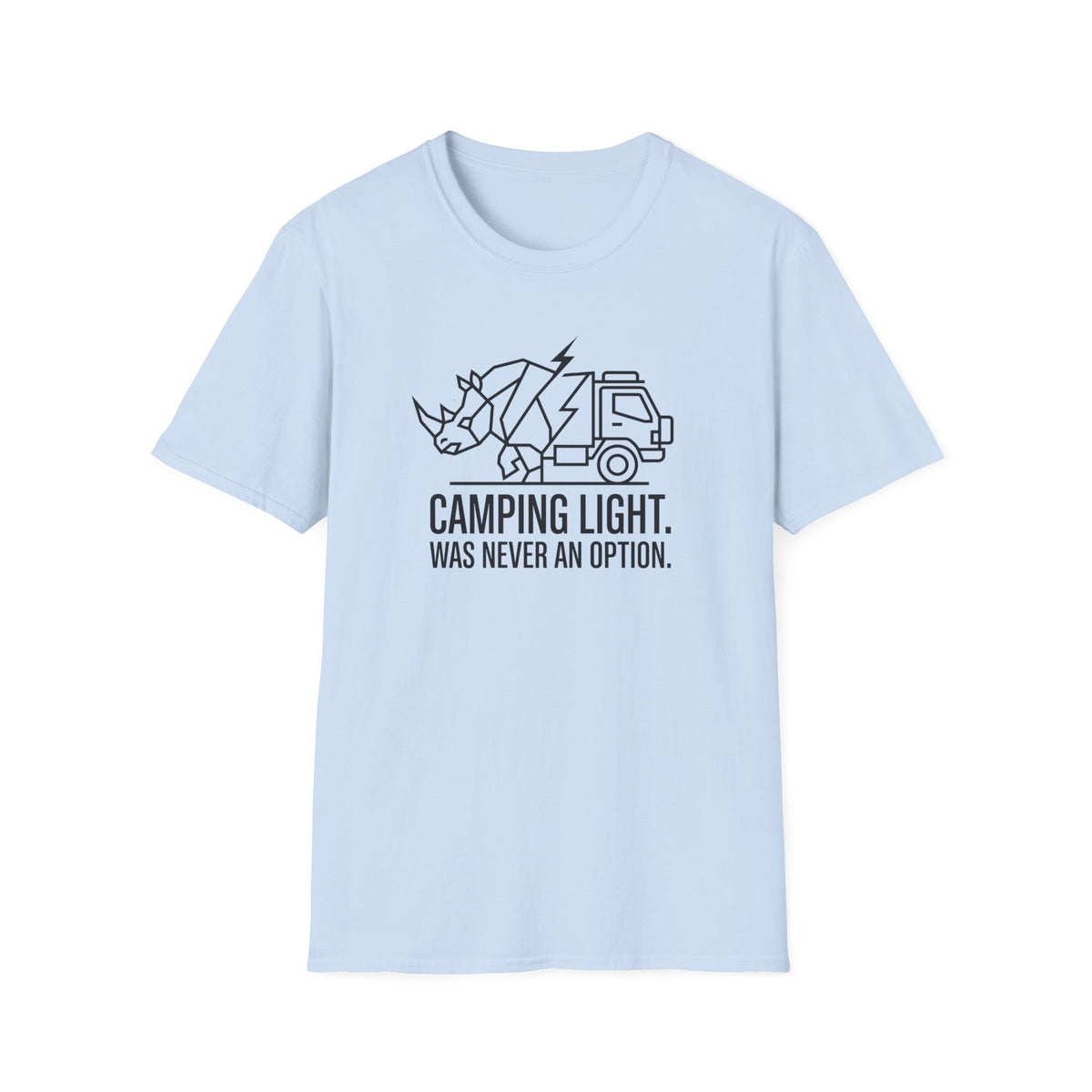 Camping light was never an option – Adventure Graphic Line Art T-Shirt