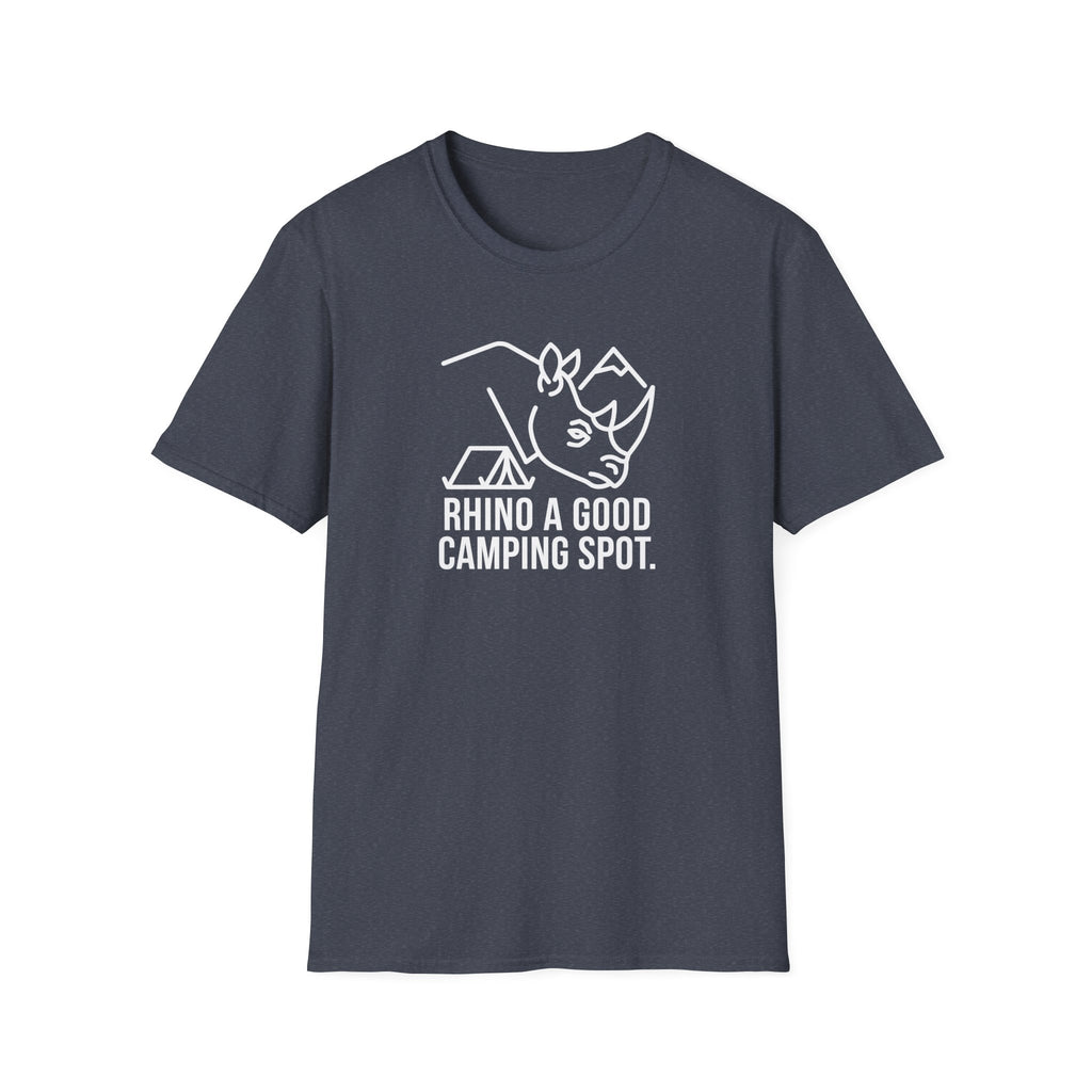 Rhino a good camping spot – Adventure Graphic Line Art T-Shirt