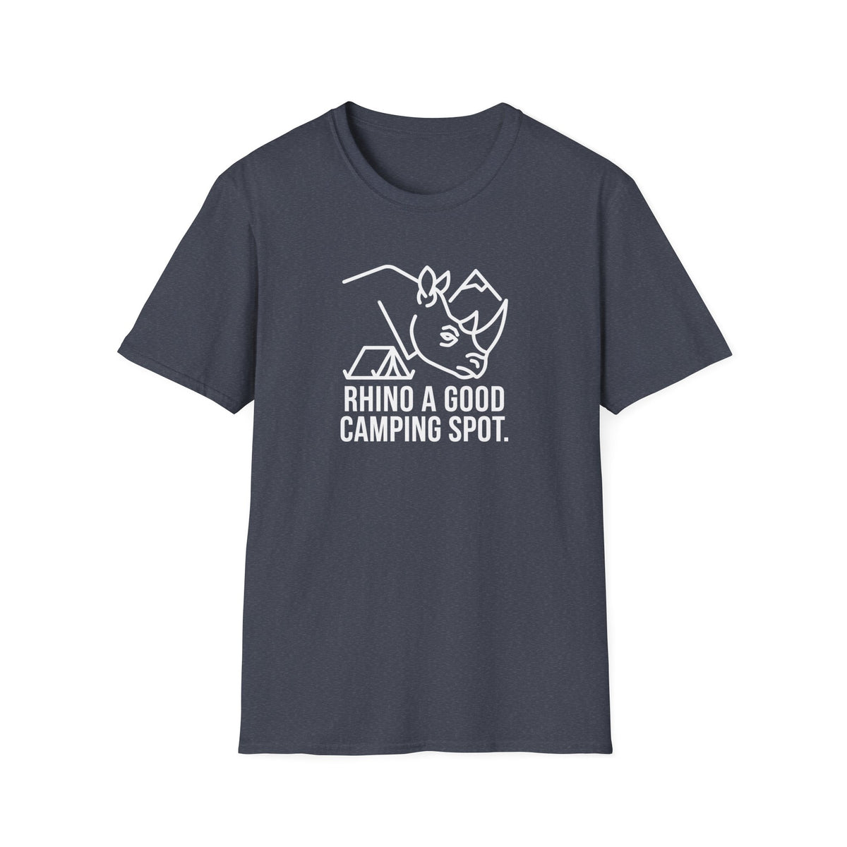 Rhino a good camping spot – Adventure Graphic Line Art T-Shirt