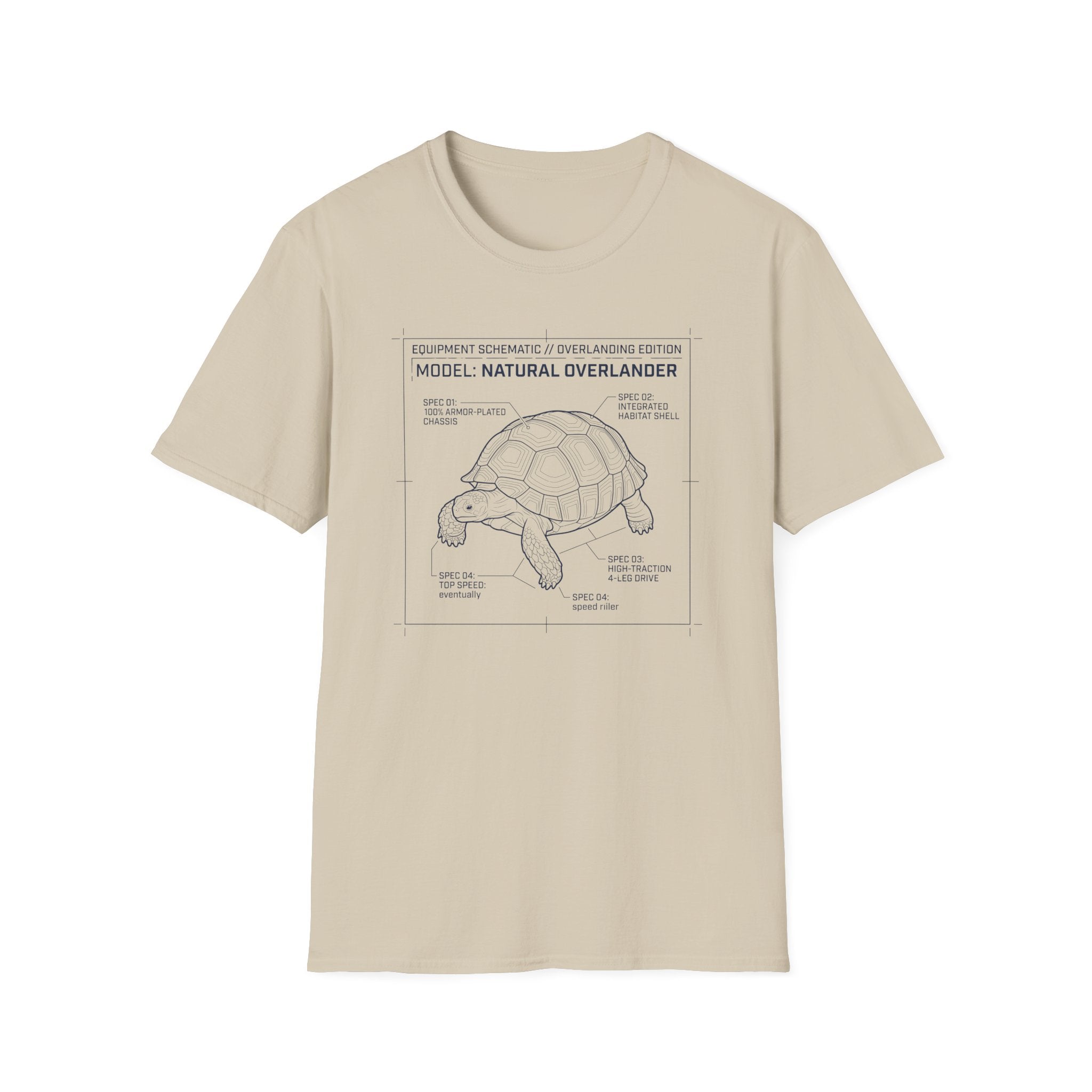 Natural overlander tortoise – Adventure Graphic Blue Print Art T-Shirt