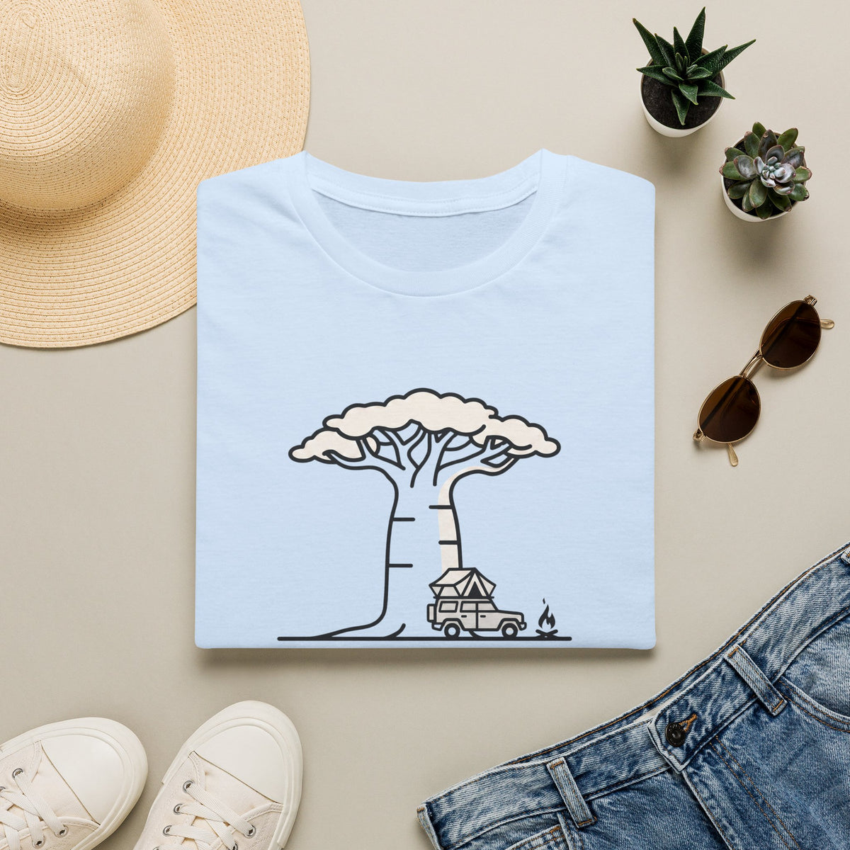 Ancient shade baobab – Adventure Graphic Line Art T-Shirt