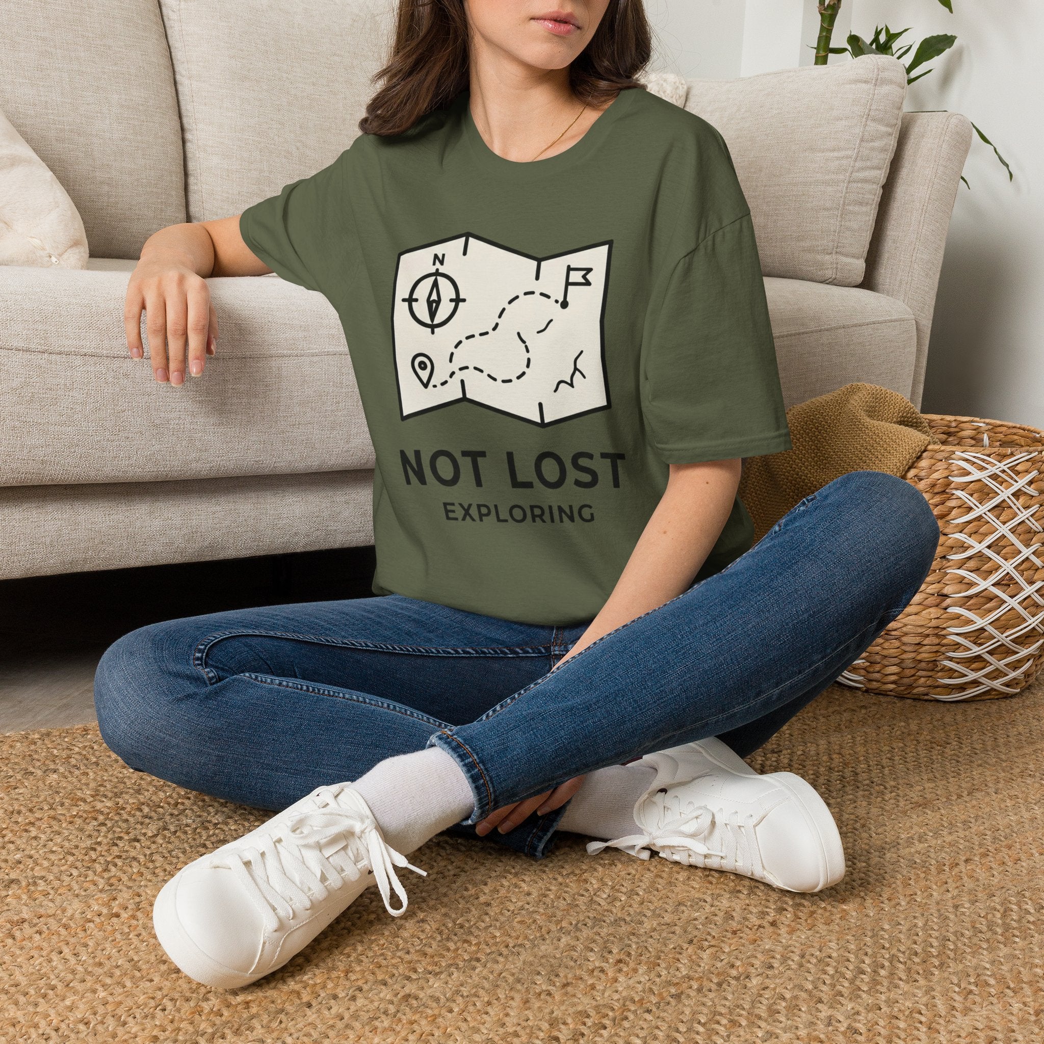Not lost exploring – Adventure Graphic Line Art T-Shirt