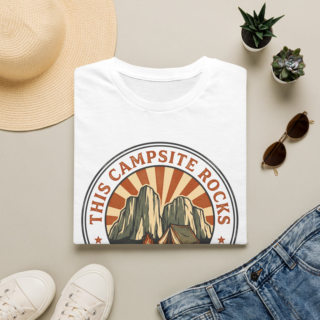 This camp site rocks – Adventure Graphic Badge Art T-Shirt