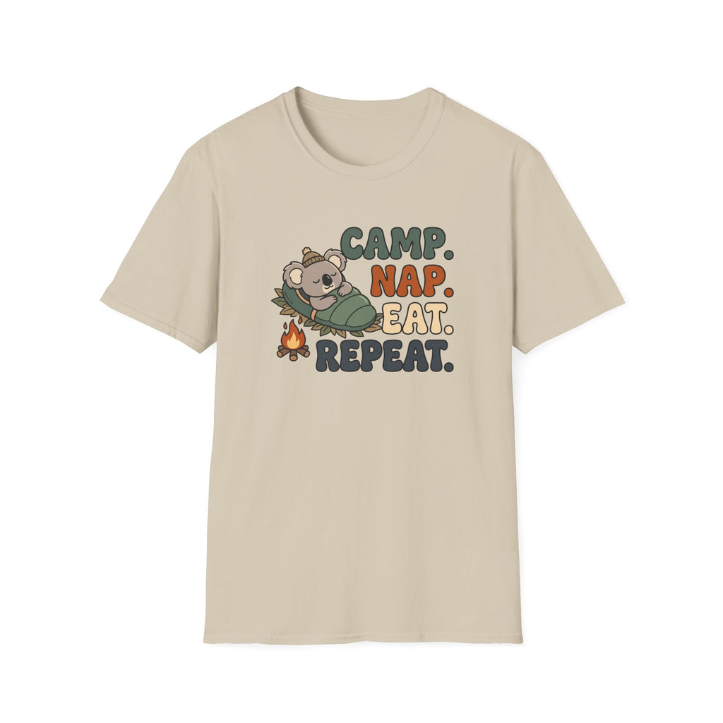 Camp nap eat repeat koala – Adventure Graphic Cartoon Art T-Shirt