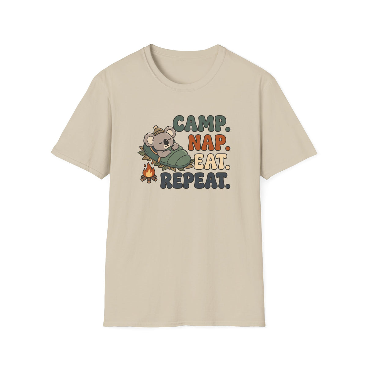 Camp nap eat repeat koala – Adventure Graphic Cartoon Art T-Shirt