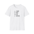 Camp nap eat repeat koala – Adventure Graphic Line Art T-Shirt
