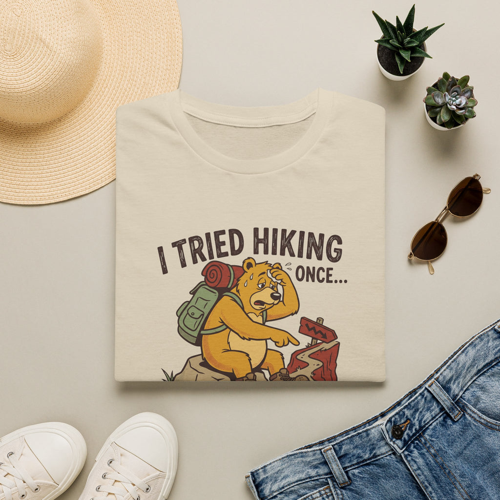 Hiking ups and downs bear – Adventure Graphic Cartoon Art T-Shirt