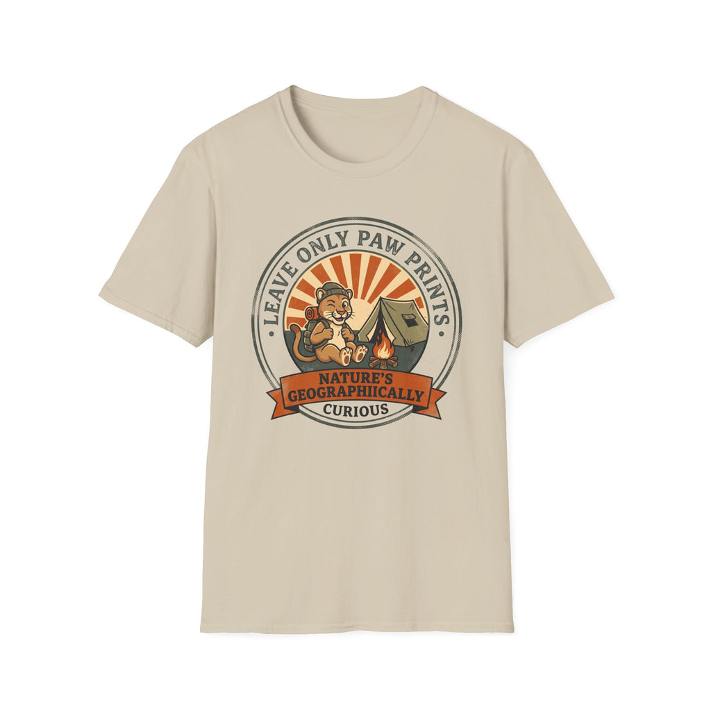 Leave only paw prints cougar – Adventure Graphic Cartoon Art T-Shirt