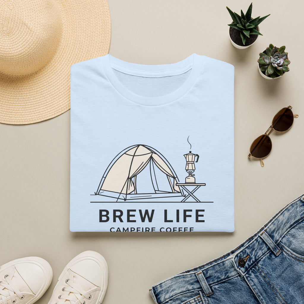 Brew life campfire coffee – Adventure Graphic Line Art T-Shirt