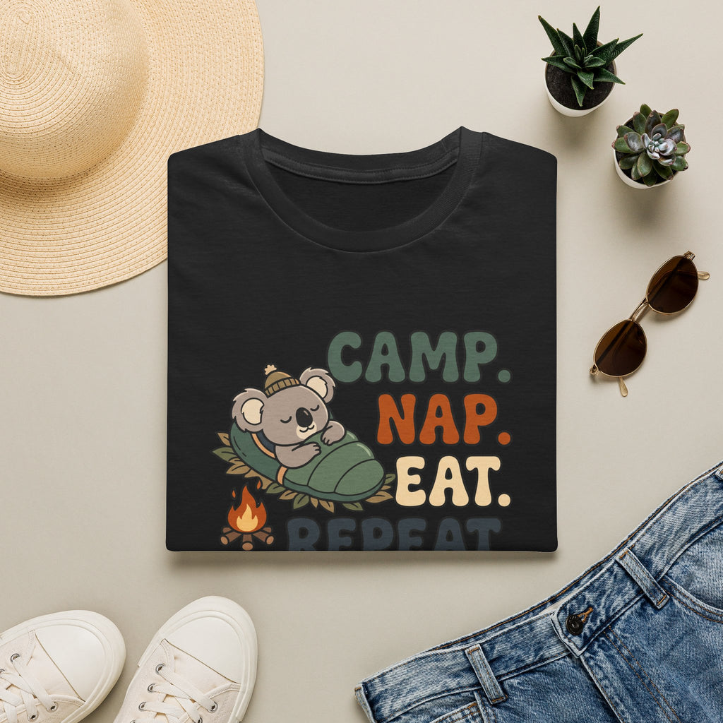 Camp nap eat repeat koala – Adventure Graphic Cartoon Art T-Shirt