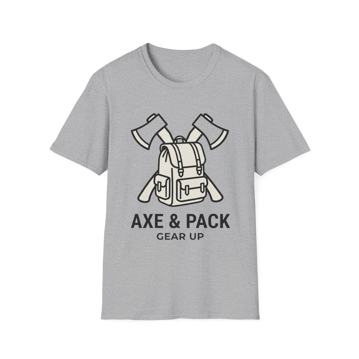 Axe and pack gear up – Adventure Graphic Line Art T-Shirt
