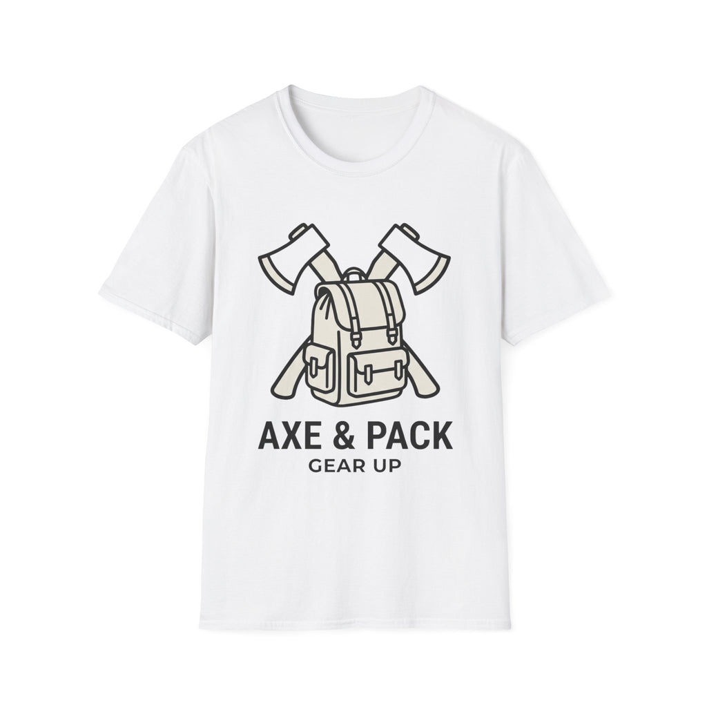 Axe and pack gear up – Adventure Graphic Line Art T-Shirt