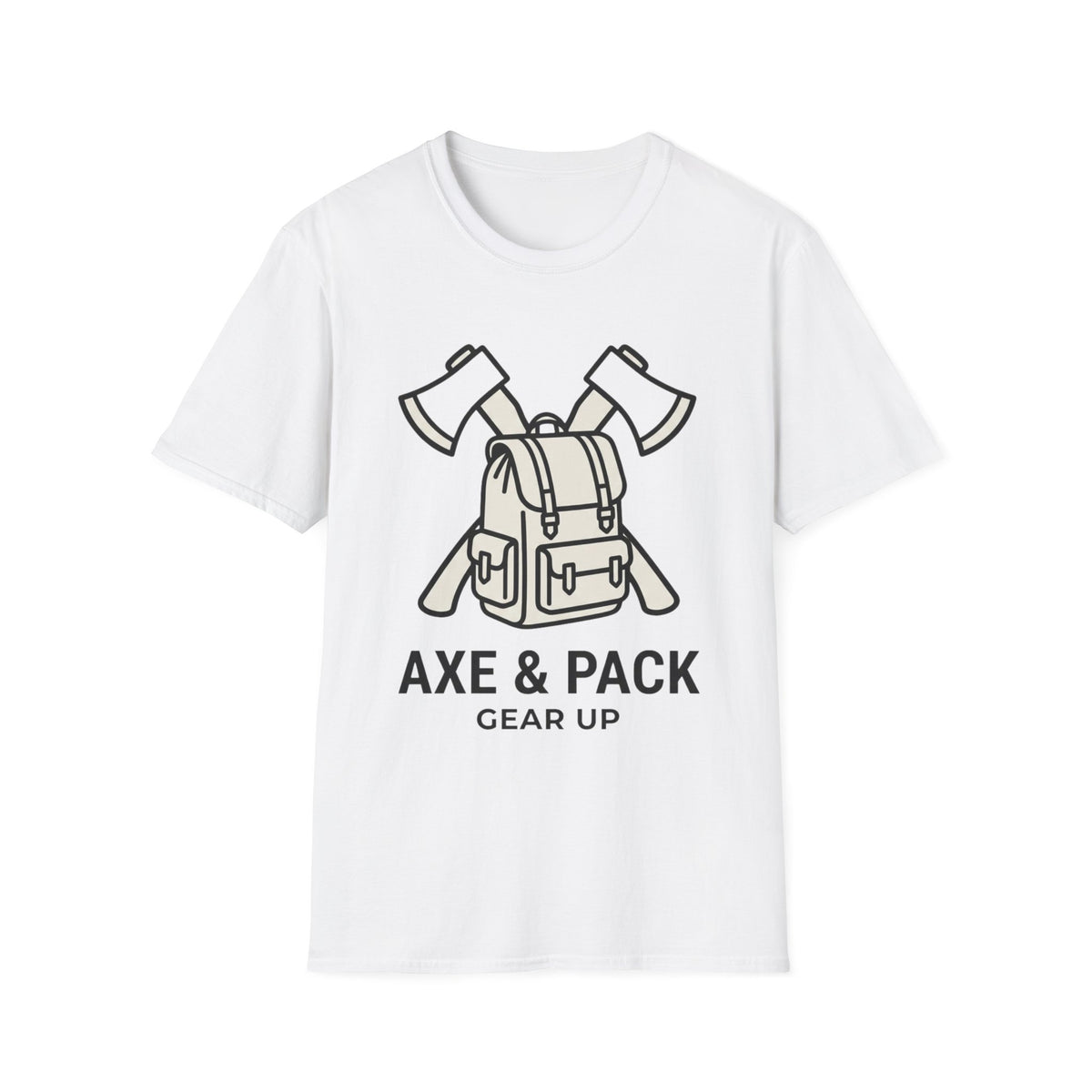 Axe and pack gear up – Adventure Graphic Line Art T-Shirt