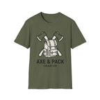 Axe and pack gear up – Adventure Graphic Line Art T-Shirt