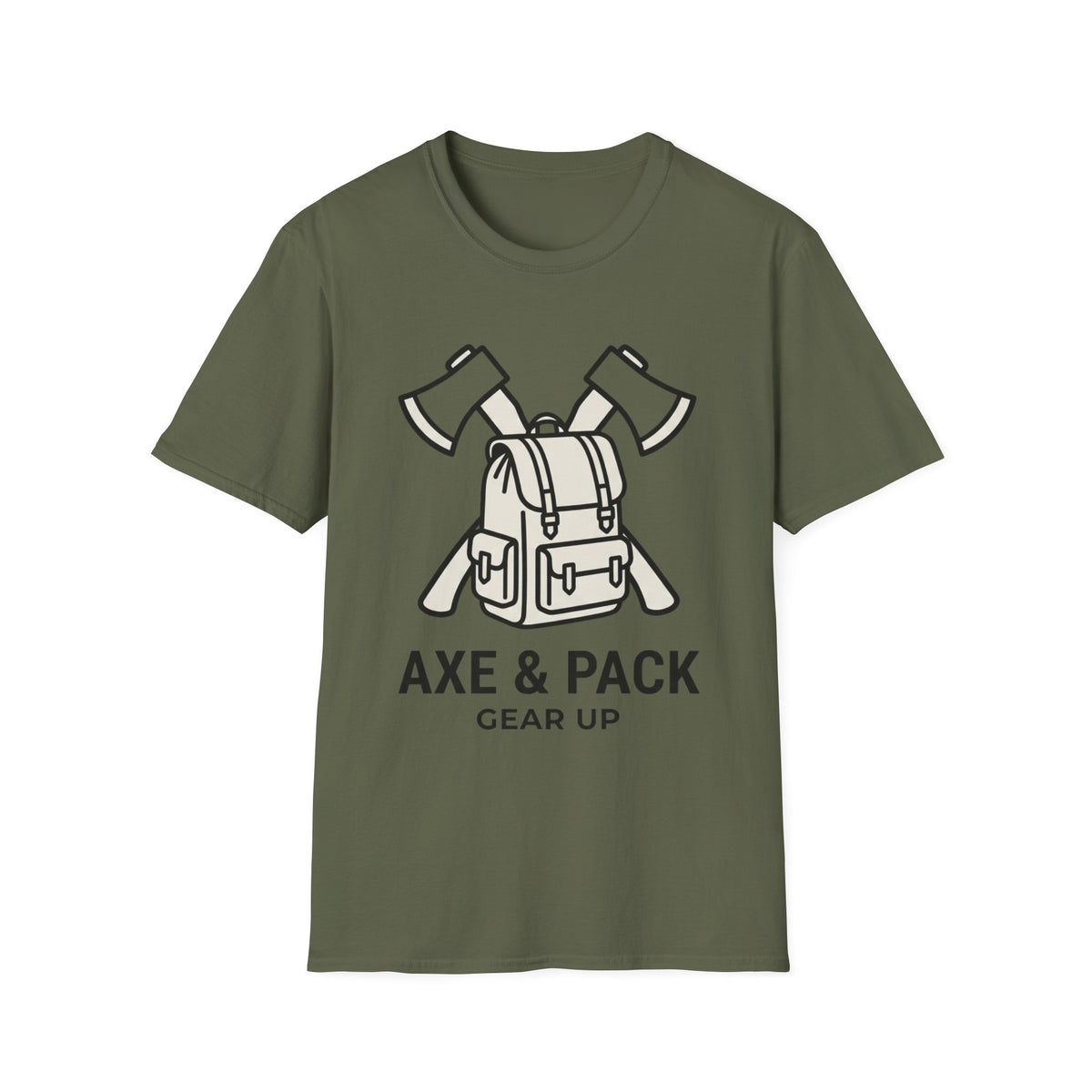 Axe and pack gear up – Adventure Graphic Line Art T-Shirt