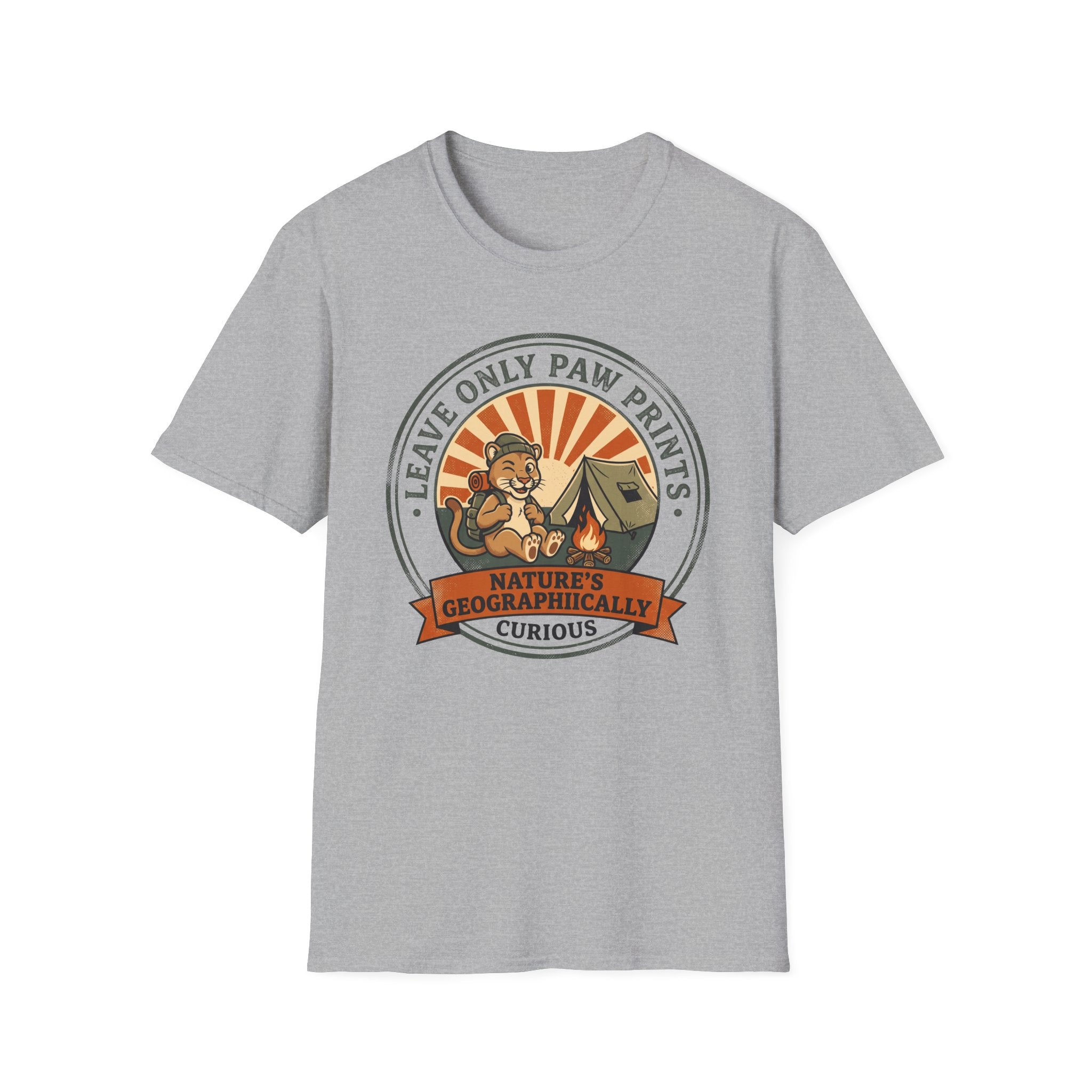 Leave only paw prints cougar – Adventure Graphic Cartoon Art T-Shirt