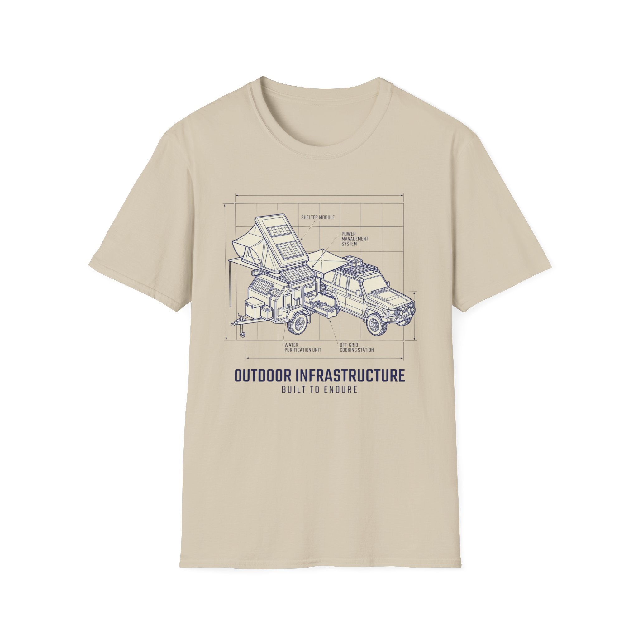 Outdoor infrastructure trailer – Adventure Graphic Blue Print T-Shirt
