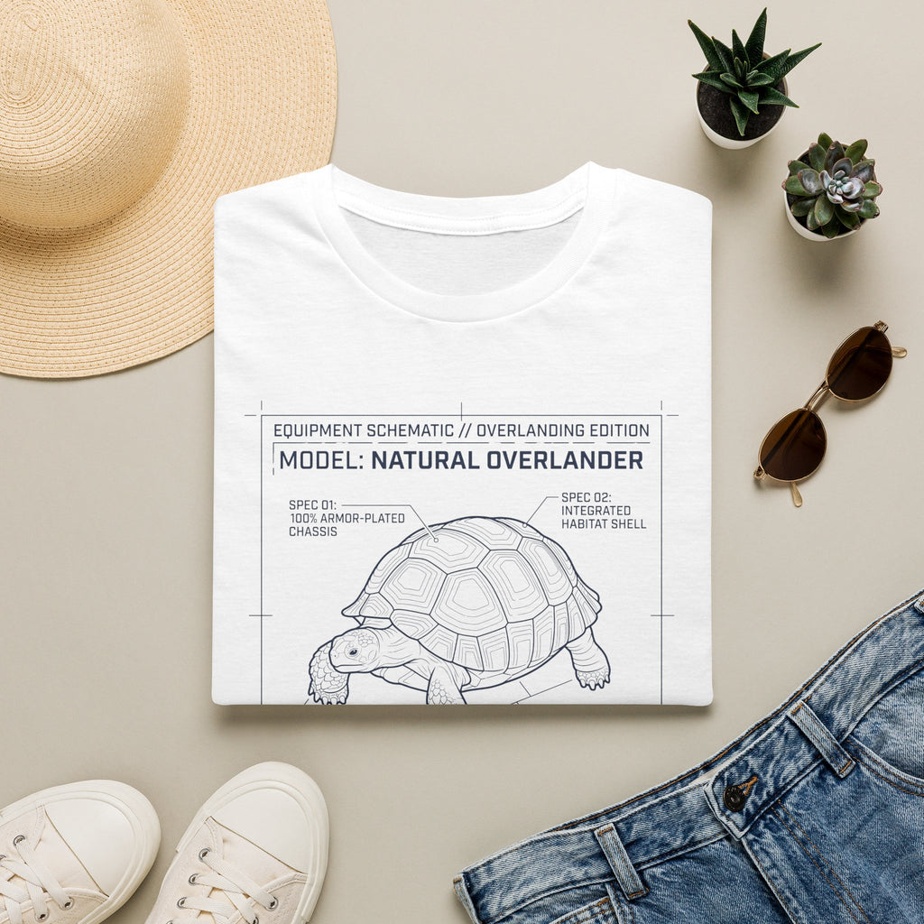 Natural overlander tortoise – Adventure Graphic Blue Print Art T-Shirt