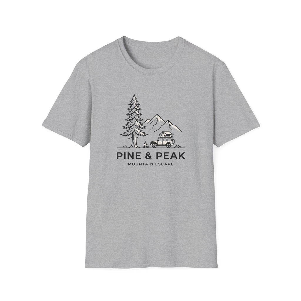 Pine and peak mountain escape – Adventure Graphic Line Art T-Shirt