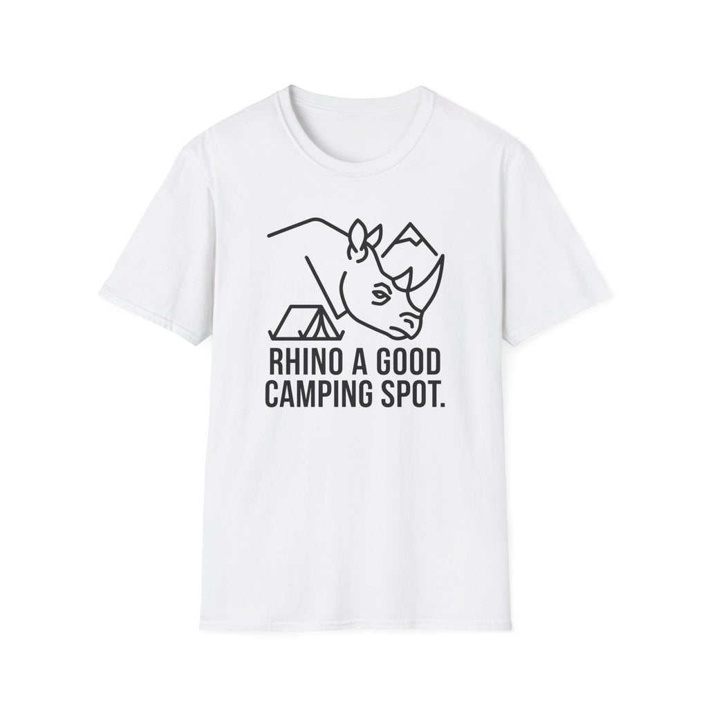 Rhino a good camping spot – Adventure Graphic Line Art T-Shirt