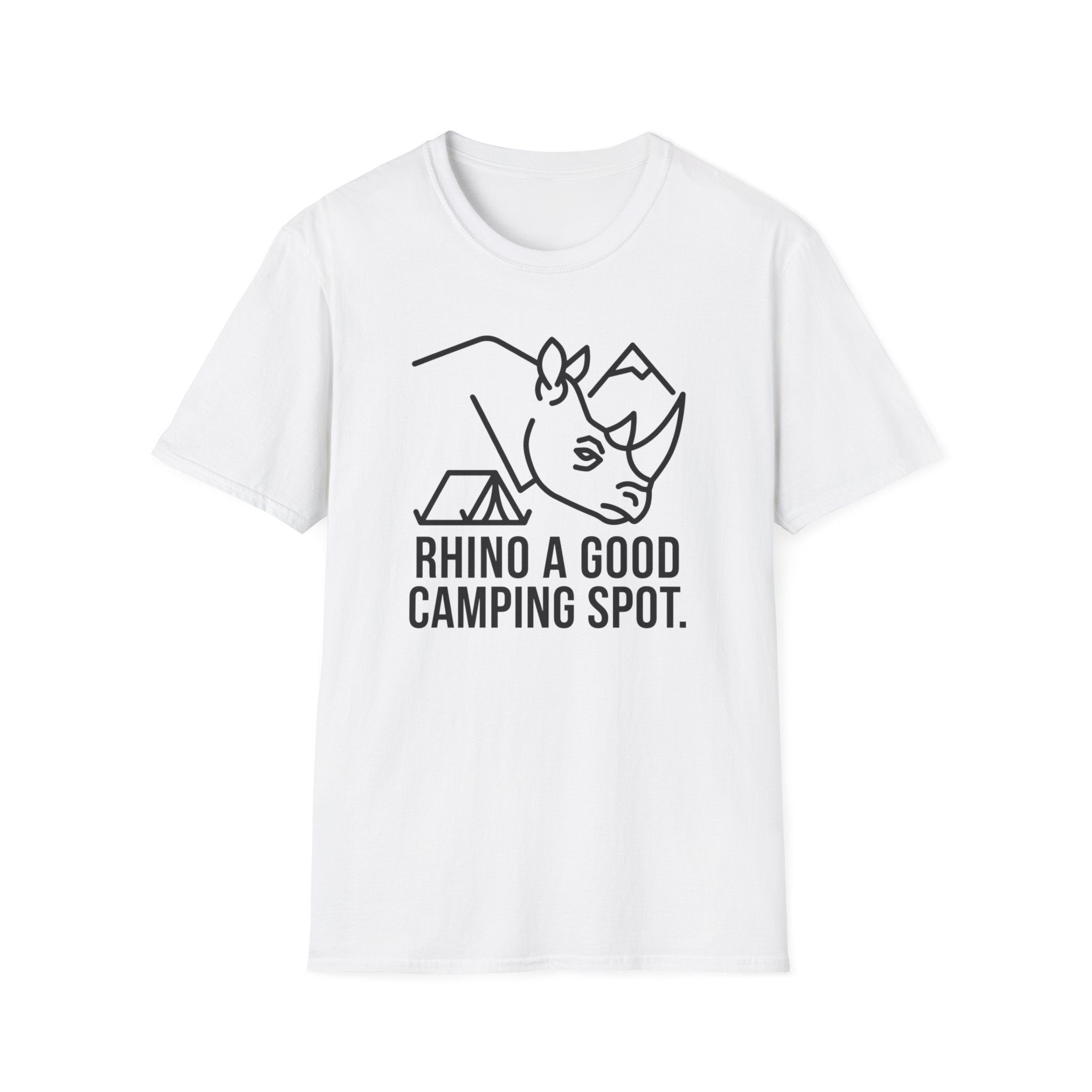 Rhino a good camping spot – Adventure Graphic Line Art T-Shirt