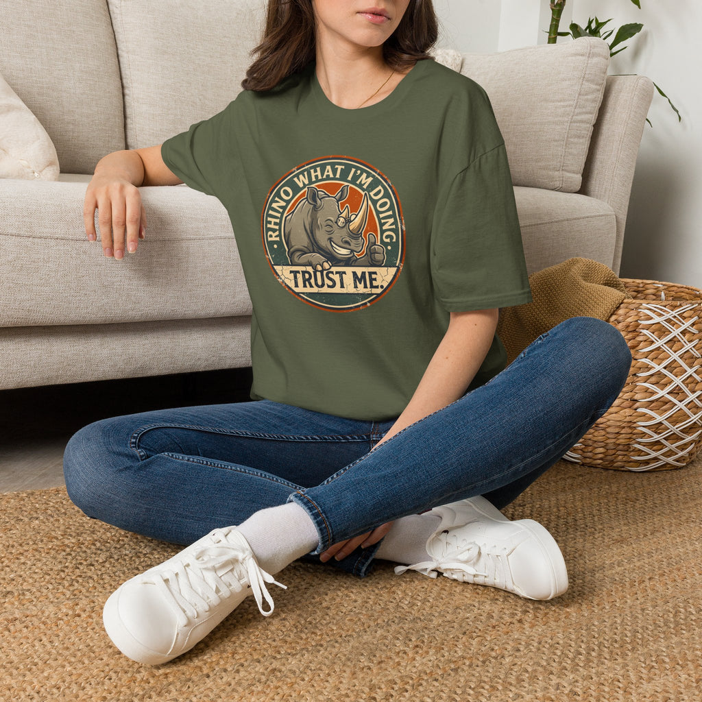 Rhino what I am doing – Adventure Graphic Badge Art T-Shirt