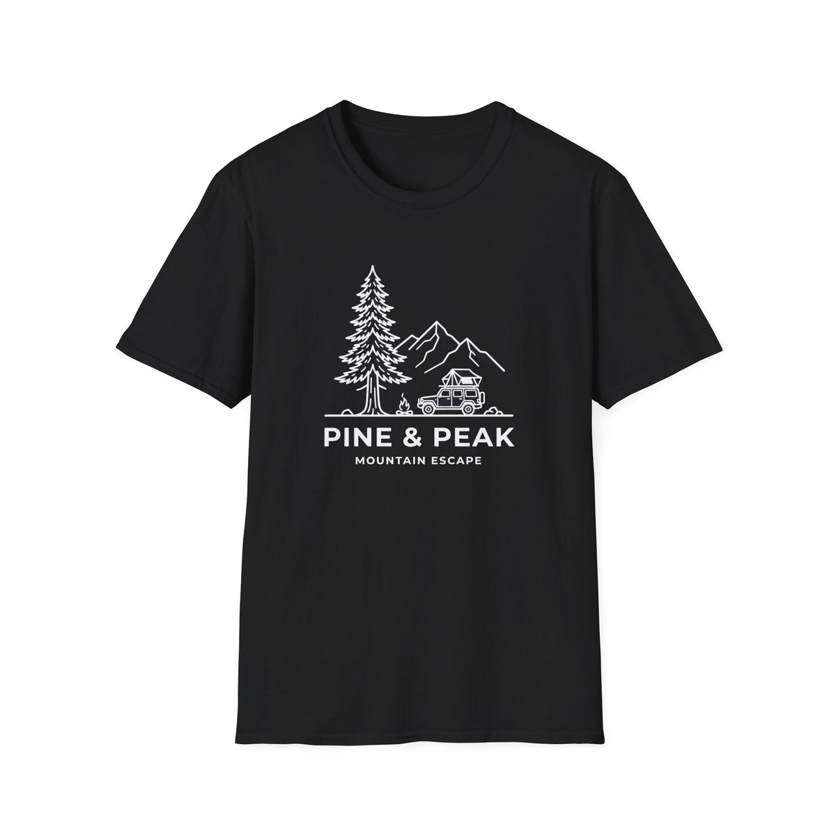 Pine and peak mountain escape – Adventure Graphic Line Art T-Shirt